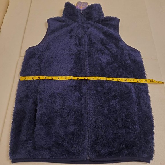 NWT Emily Stacy Womens Missy Fleece Blue Zip Up Teddy Vest w/Pockets - M - Picture 11 of 14